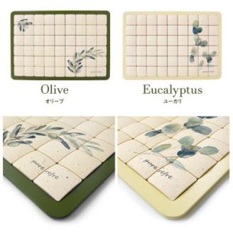 珪藻土タイルバスマット Mサイズオリーブ