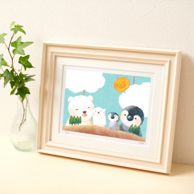 イラスト作家「菜生」アートフレーム〈ちいさなぺんくま劇場〉ペンギン＆しろくま
