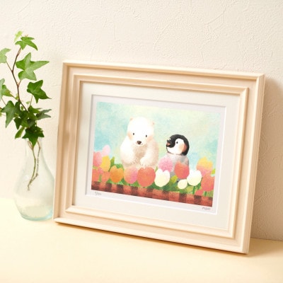 イラスト作家「菜生」アートフレーム〈さいたね さいたね〉ペンギン＆しろくま