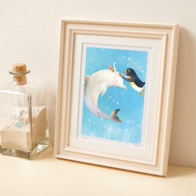 イラスト作家「菜生」アートフレーム〈海の花かんむり〉ペンギン
