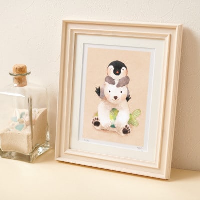 イラスト作家「菜生」アートフレーム〈いつもいっしょ〉ぺん＆くま