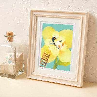 イラスト作家「菜生」アートフレーム〈ふわふわフラワー〉ペンギン