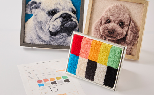 【オーダーメイド織物3Dタペストリー】ペット(犬) 4Sサイズ　額装あり