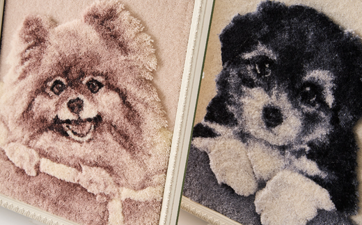 【オーダーメイド織物3Dタペストリー】ペット(犬) 3Sサイズ　額装あり