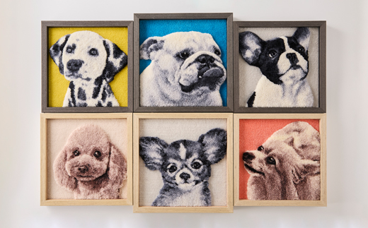 【オーダーメイド織物3Dタペストリー】ペット(犬) 4Sサイズ　額装あり