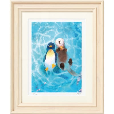 イラスト作家「菜生」アートフレーム〈みなものおしゃべり〉ペンギン