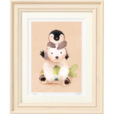 イラスト作家「菜生」アートフレーム〈いつもいっしょ〉ぺん＆くま