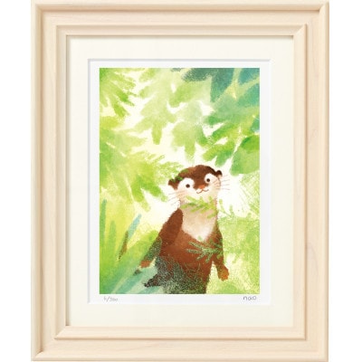 イラスト作家「菜生」アートフレーム〈こもれびのカワウソ〉カワウソ