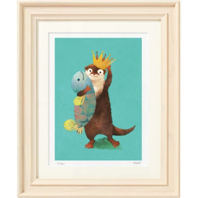 イラスト作家「菜生」アートフレーム〈かんむり〉カワウソ