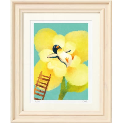 イラスト作家「菜生」アートフレーム〈ふわふわフラワー〉ペンギン