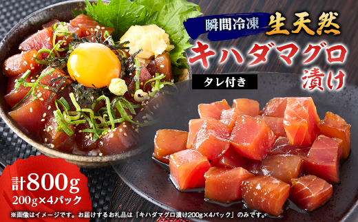 《800g》瞬間冷凍生天然キハダマグロ漬け(200g×4パック)タレ付き　小分け便利【配送不可地域：離島】