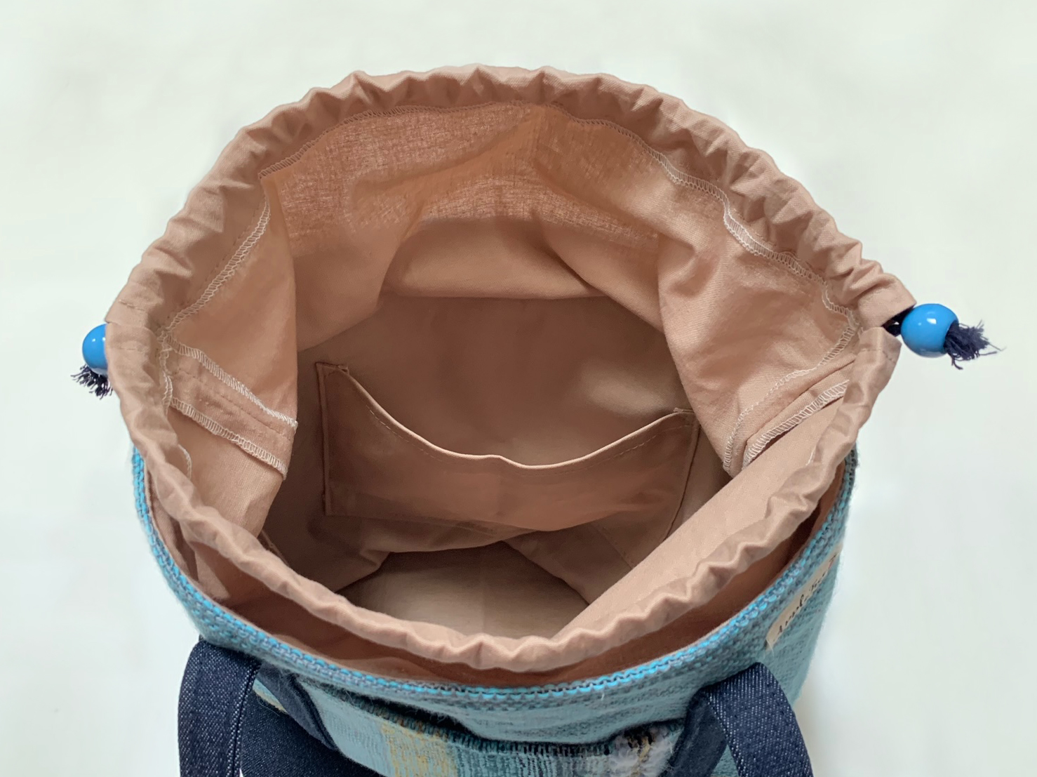 B219(赤系)　りんごの木　さをり織りバケット・ミニポーチセット【赤系】