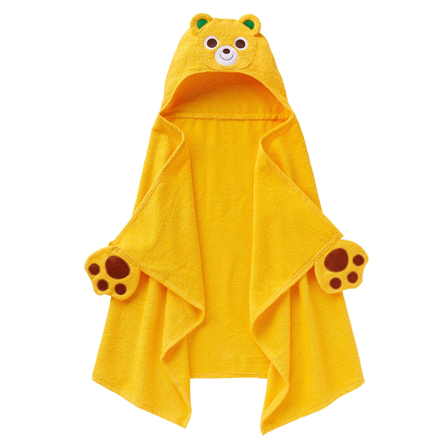 L108(黄)ミキハウス フード付きバスタオル（黄）