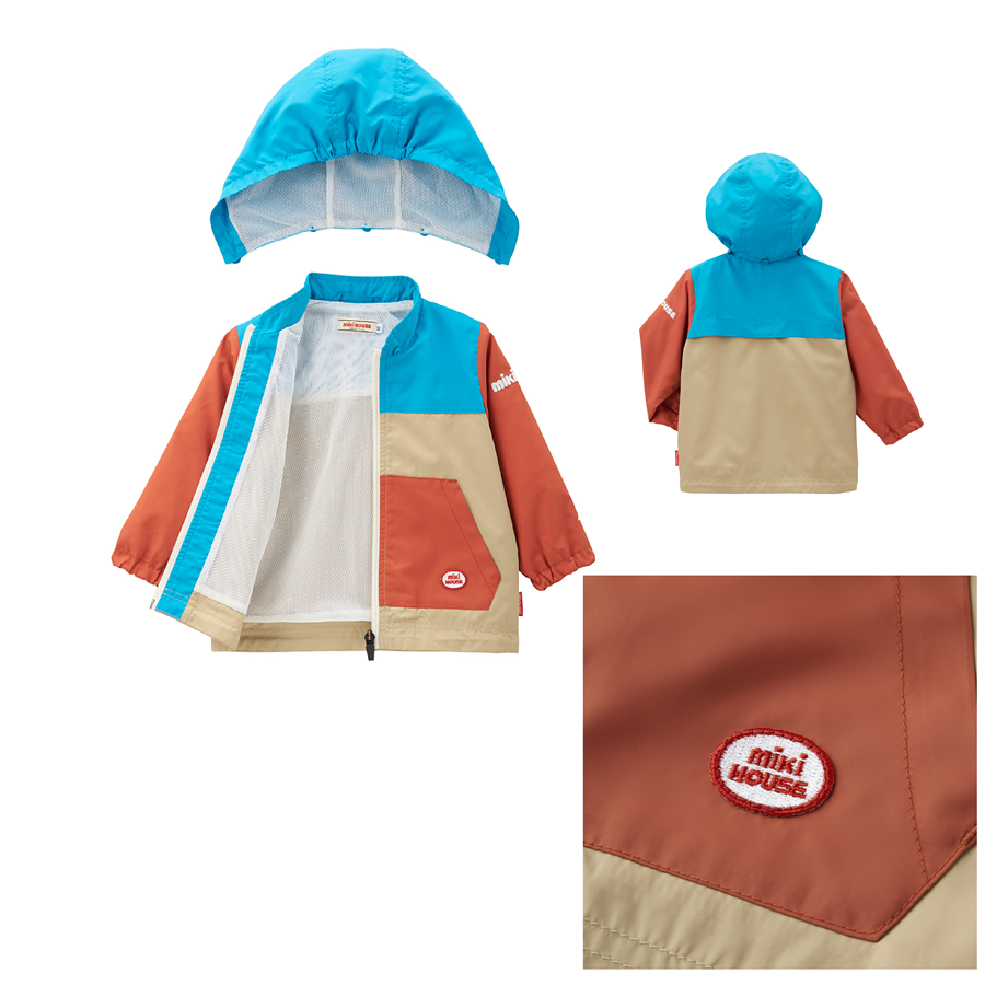 P109(90cm)ミキハウス ウインドブレーカー(ダークブラウン)90cm