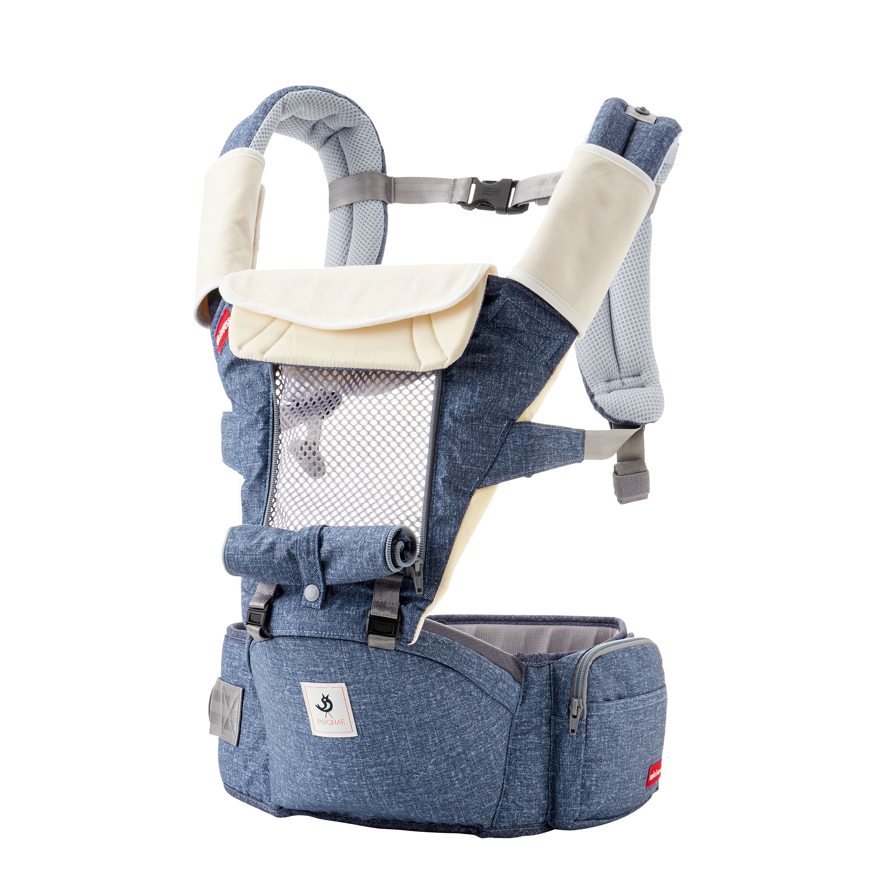 S106(インディゴブルー)　ミキハウス×ポグネー　ベビーキャリア（インディゴブルー）