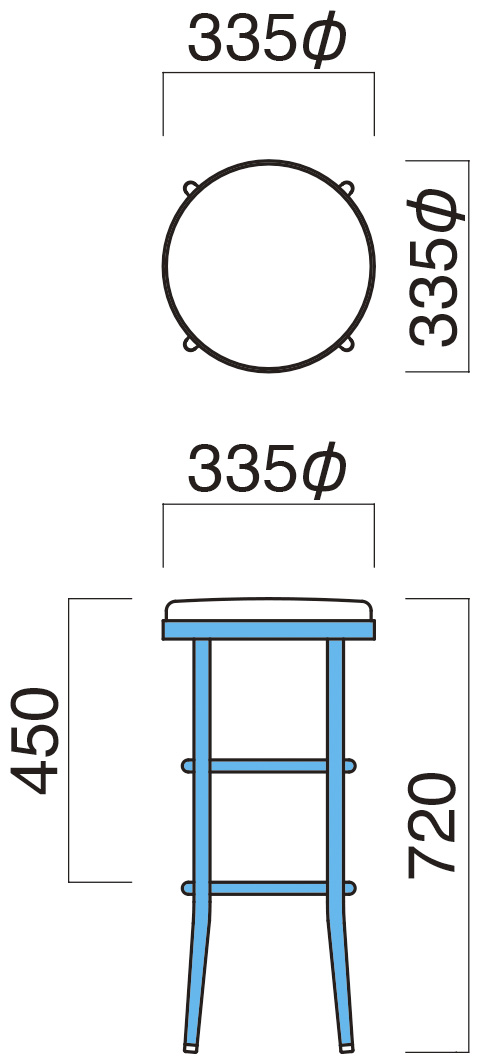 F120　ＱＵＯＮチェア　ワルツハイスツール－２　（３４幅スツール／ハイチェア）