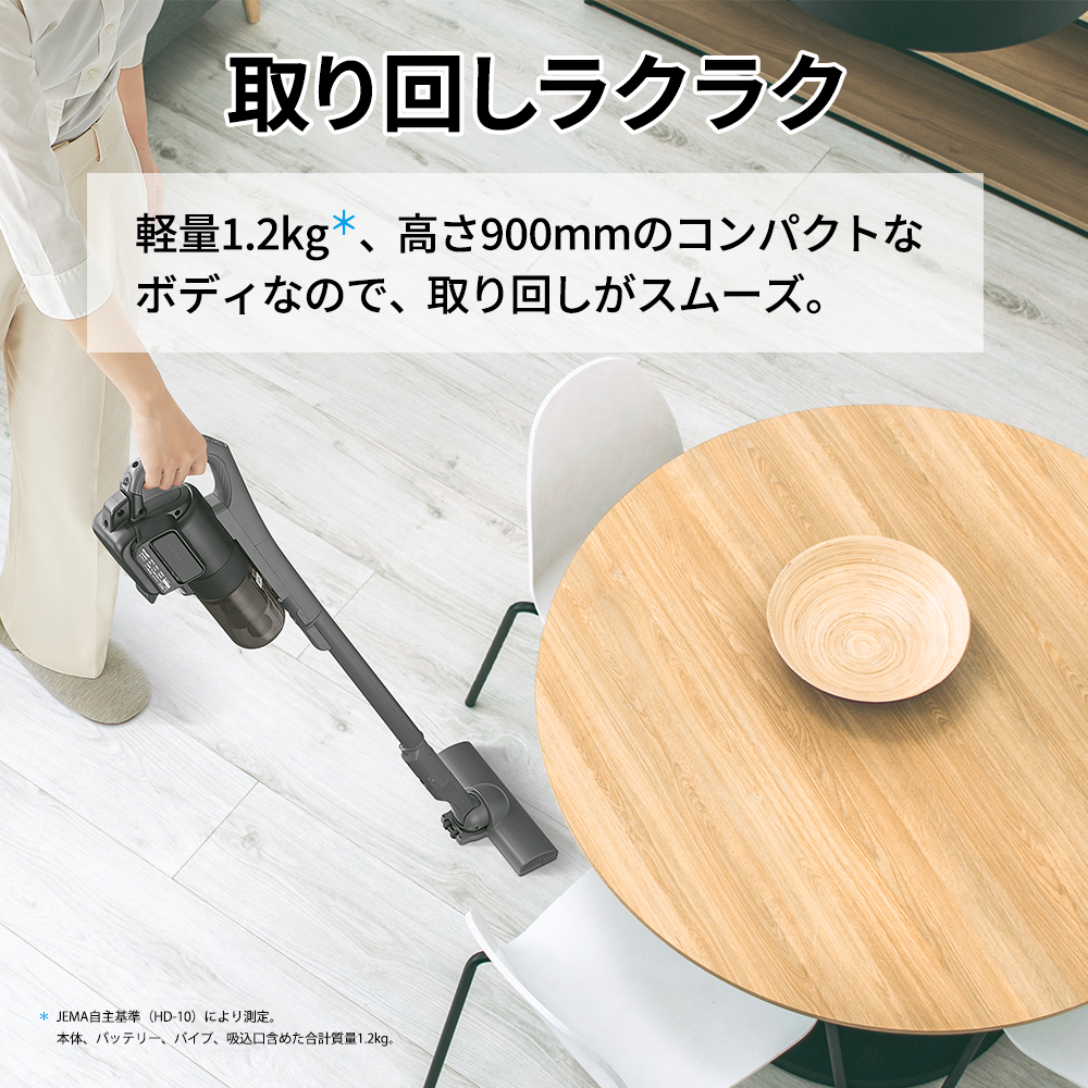 Q105(グレー)　SHARP コードレススティック掃除機 EC-PT3-H（アッシュグレー）