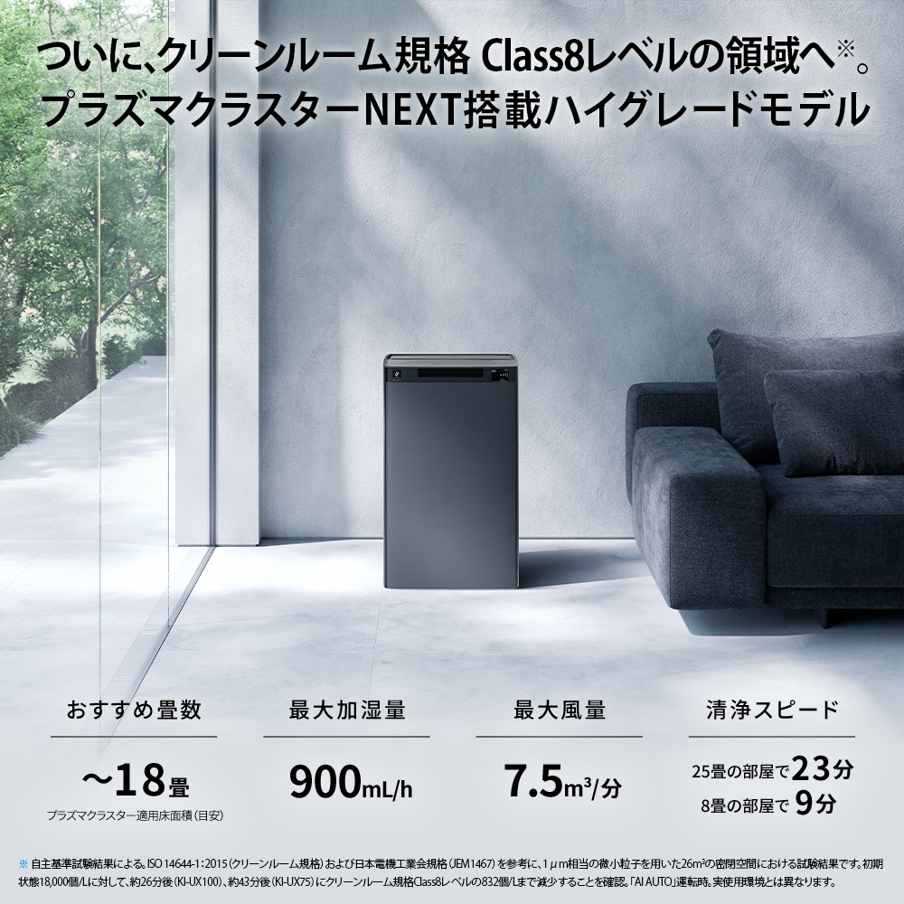 V106(ホワイト系)　SHARP 加湿空気清浄機 KI-UX75-W（ホワイト系）