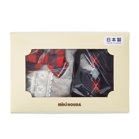 A131 ミキハウス スタイ＆ソックスギフトセット（赤）