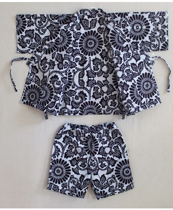 D106　オリジナル河内木綿柄お子様用甚平セット（紺）