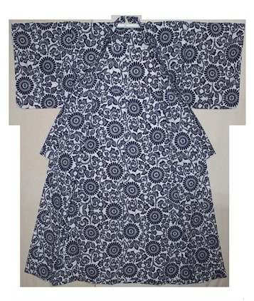 E105　オリジナル河内木綿柄婦人用ゆかた（紫）