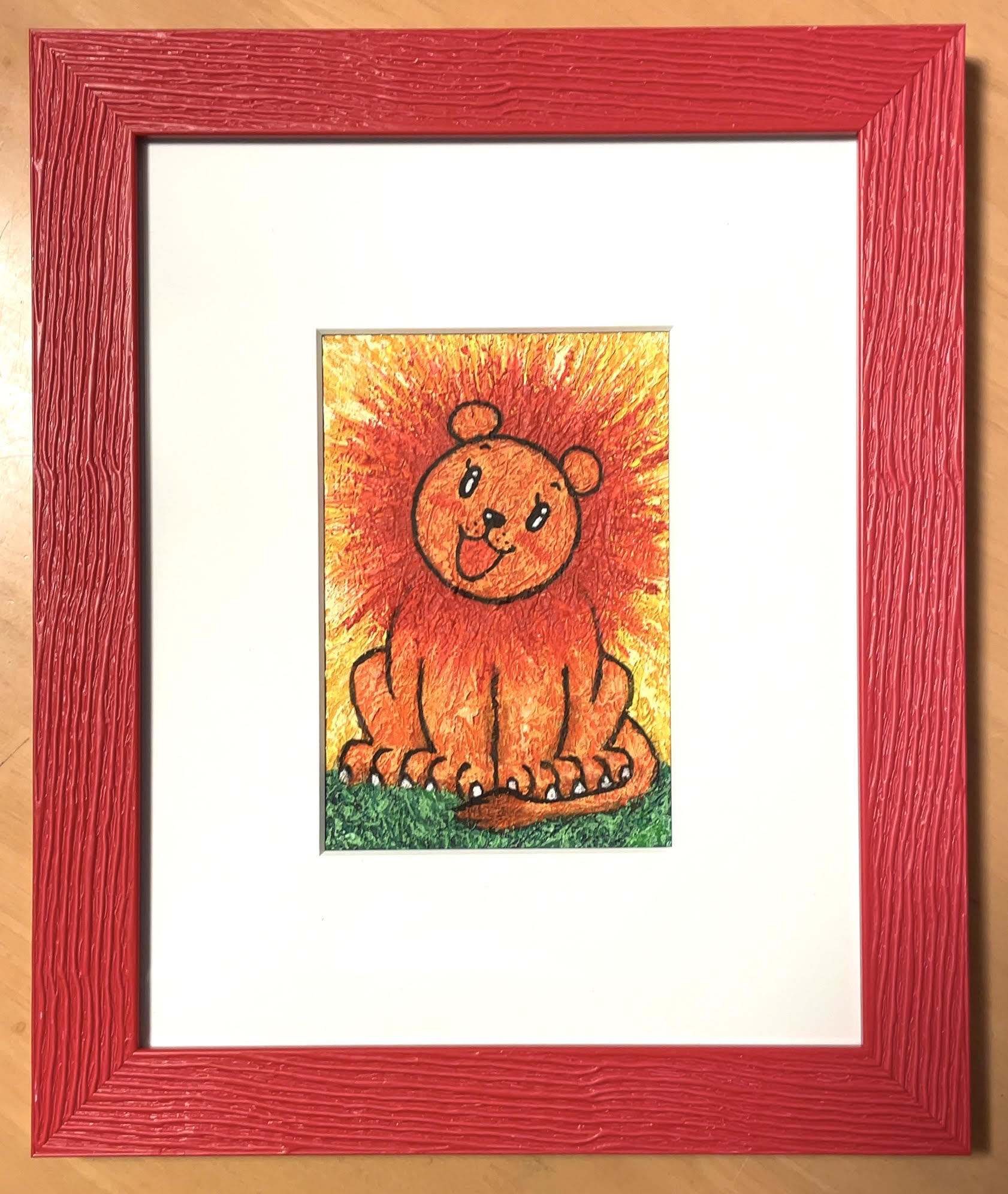 F131(らいおんサン)　ハガキ大原画【らいおんサン】