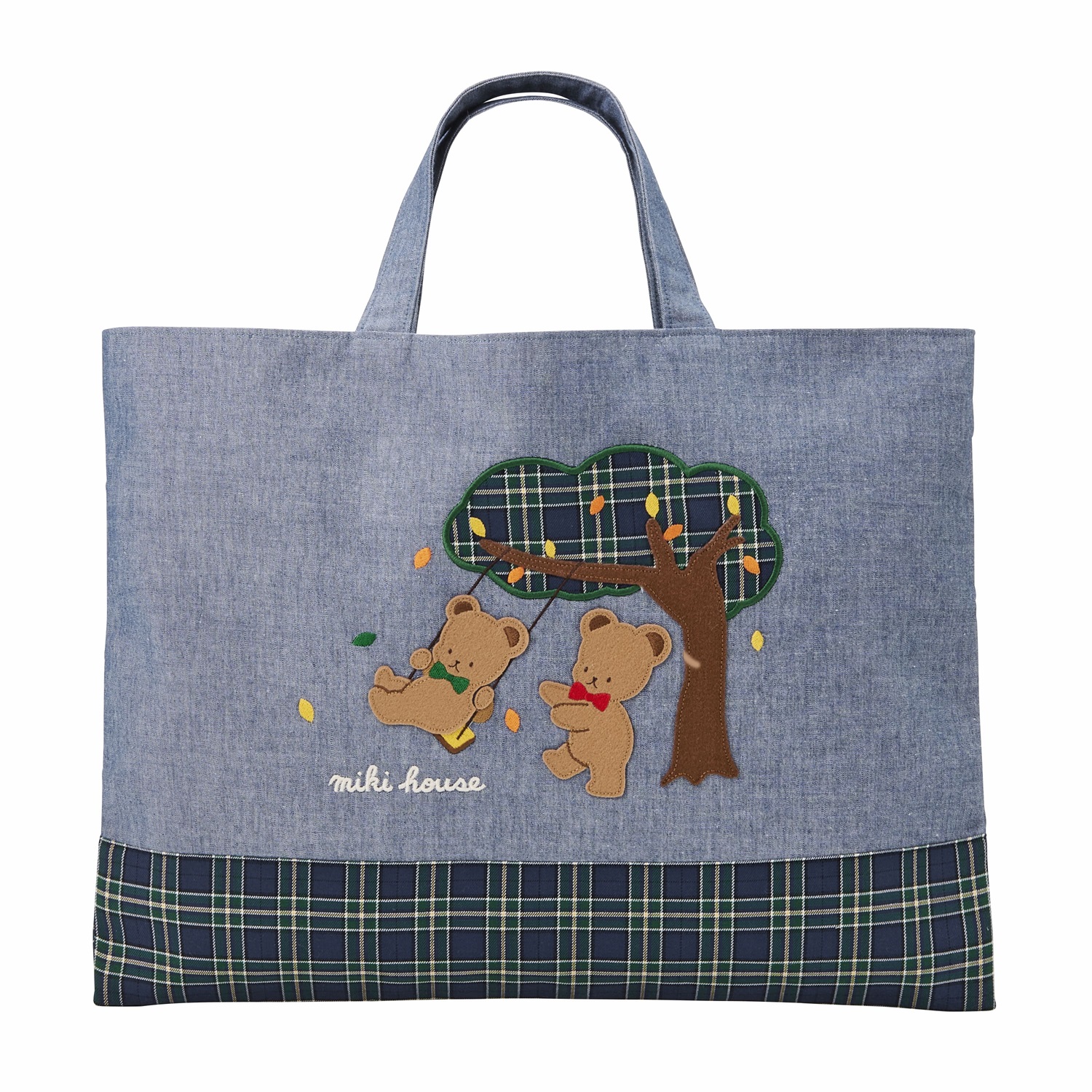 F158(紺)ミキハウス ミキハウスベア レッスンバッグ（紺）