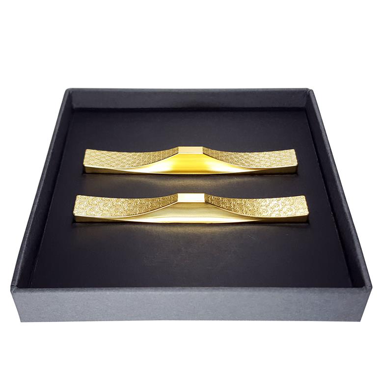 H154(麻の葉・七宝)　ＩＴＡＤＡＫＩ カトラリーレスト 箸置き 吉祥文様 ２個セット／ステンレス（金メッキ）【2.吉祥文様（麻の葉・七宝）】