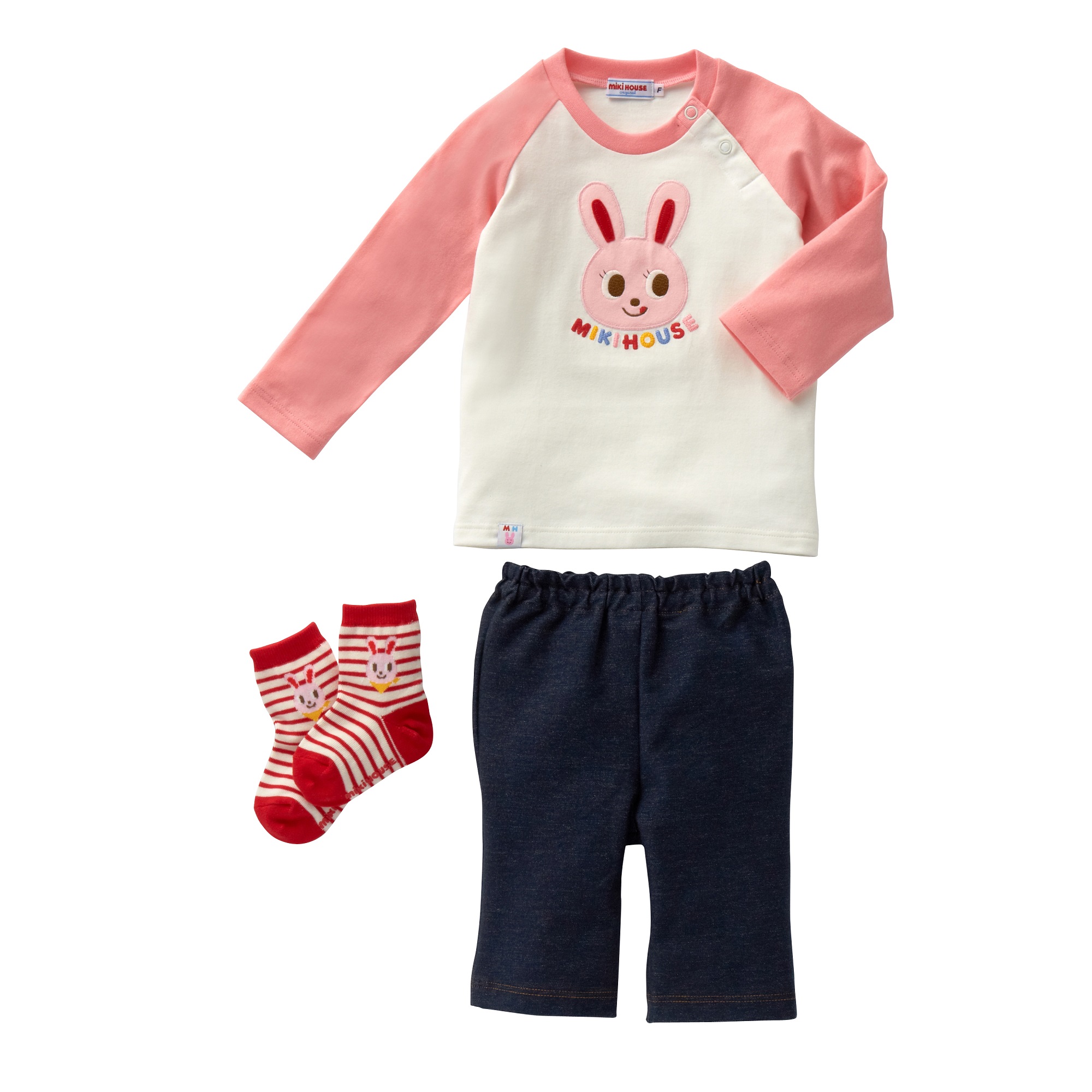 L105 ミキハウス うさこのお顔Tシャツセット