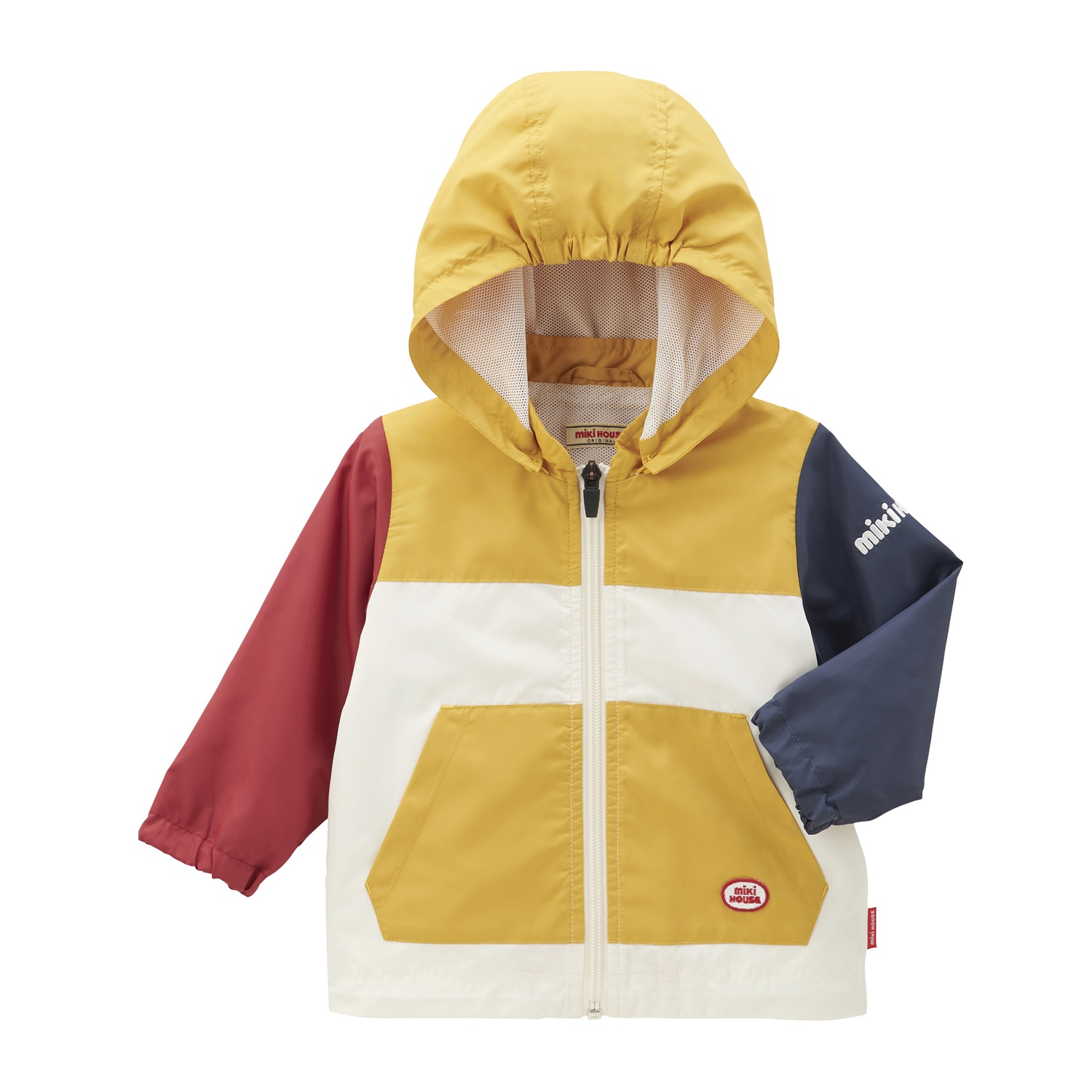 P110(90cm)ミキハウス ウインドブレーカー(赤×紺)90cm