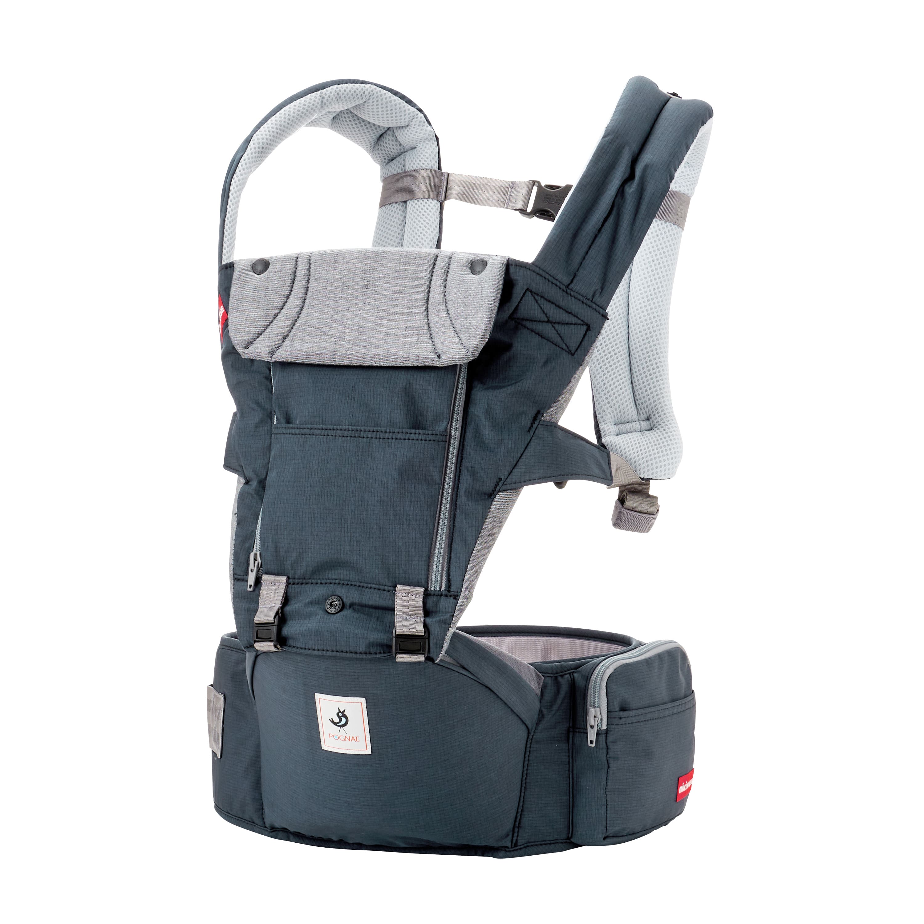 S106(チャコール)ミキハウス×ポグネー ベビーキャリア（チャコールグレー）