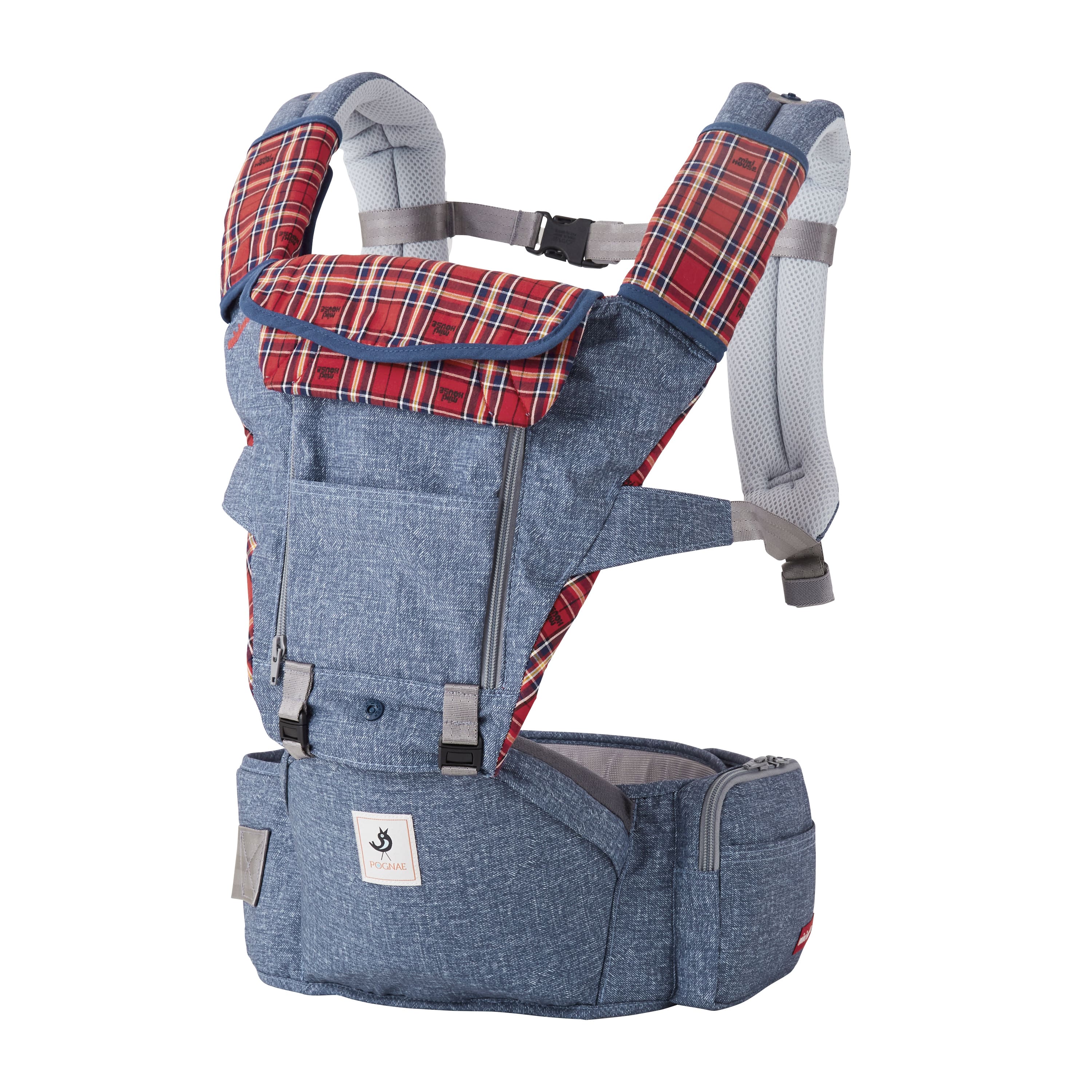 U125(赤)ミキハウスオリジナルデザイン×ポグネー ベビーキャリア（赤）