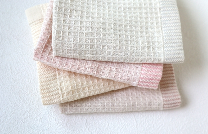 【オーガニック100％】泉州南部織 ソフトワッフルハンカチ 4枚組 G1902