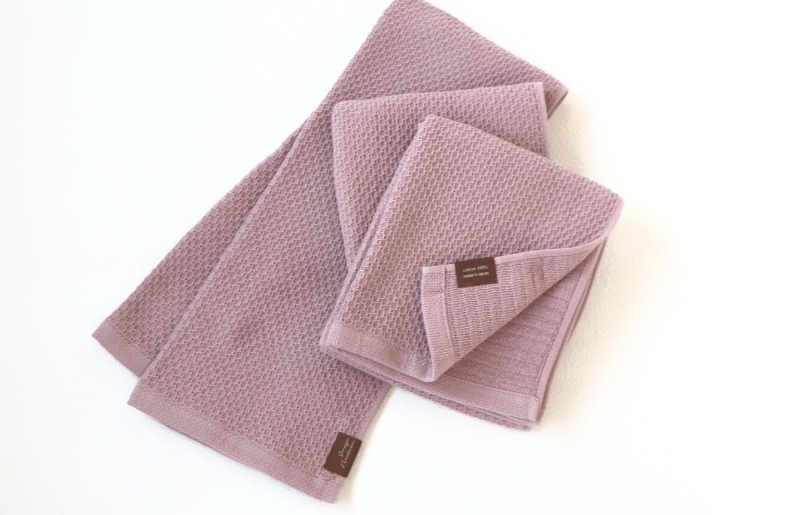 【ソフトハニカム】泉州南部織 フェイスタオル3枚セット（くすみ桜）+ソフトハニカム織ハーフハンカチ1枚 G1903