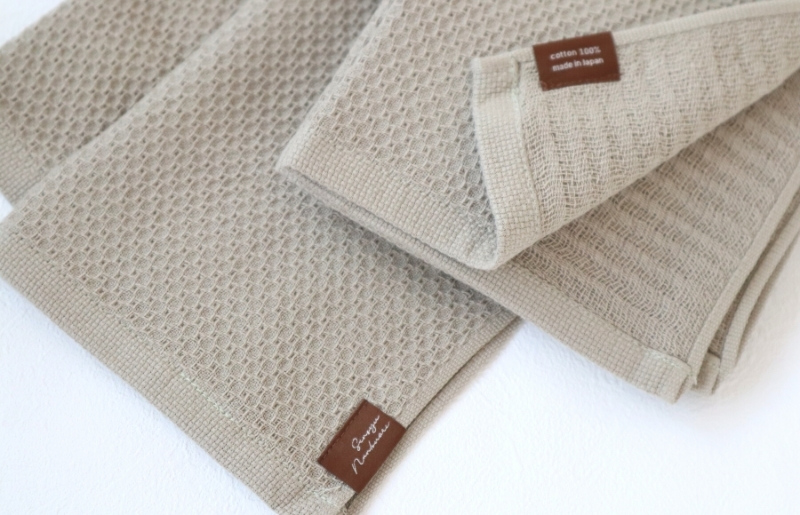 【ソフトハニカム】泉州南部織 フェイスタオル3枚セット（オリーブ）+ソフトハニカム織ハーフハンカチ1枚 G1904