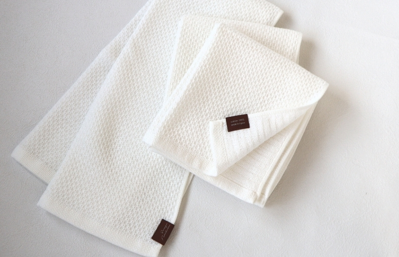 【ソフトハニカム】泉州南部織 フェイスタオル3枚セット（ホワイト）+ソフトハニカム織ハーフハンカチ1枚 G1908