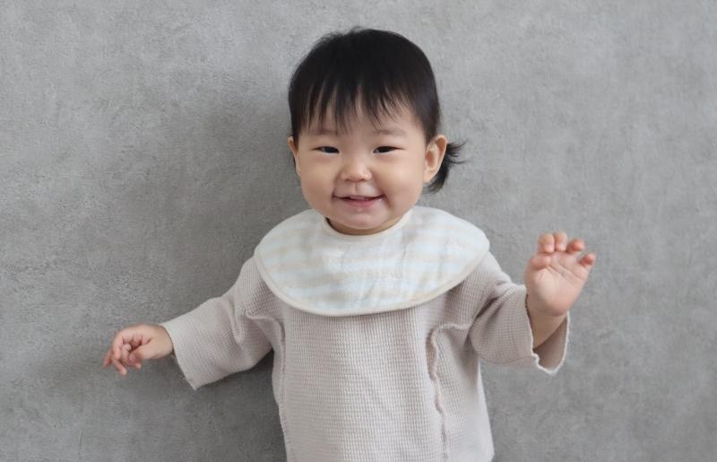 【eclat bebe】泉州南部織 4重ガーゼ スタイ＆miniハンカチ《22AW/Gy》＜スピード発送＞ G1911