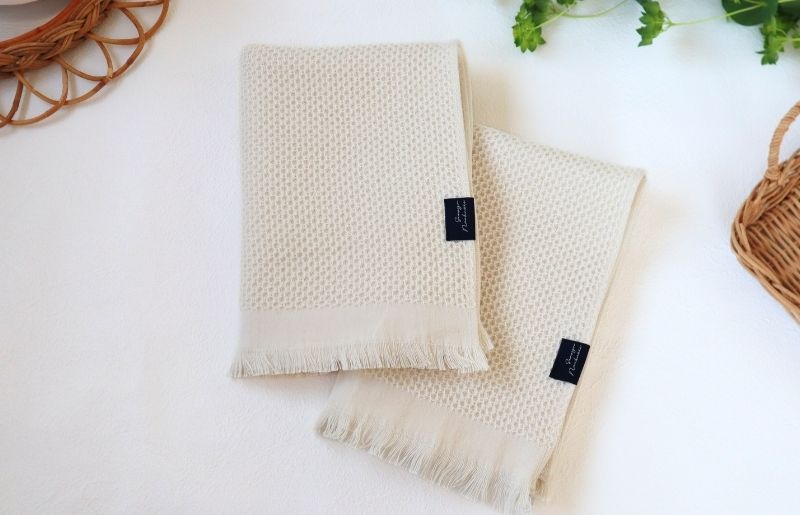 【速乾・軽量】牛乳パックからできたフェイスタオル2枚（エクリュ） G1922