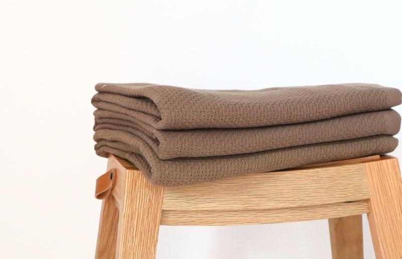 【ソフトハニカム】泉州南部織 バスタオル3枚セット（ブラウン）+ソフトハニカム織ハーフハンカチ1枚 G1932