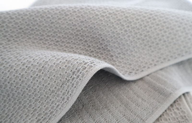 【ソフトハニカム】泉州南部織 ミニバスタオル 5枚（グレー）+ソフトハニカム織ハーフハンカチ1枚 G1942