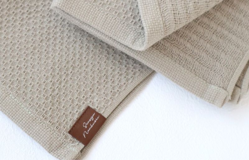 【ソフトハニカム】泉州南部織 ミニバスタオル 5枚（オリーブ）+ソフトハニカム織ハーフハンカチ1枚 G1943