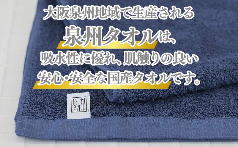 【ホテル基準】吸水性バツグン！ フェイスタオル 6枚 (ダークブルー)  泉州タオル 010B1695