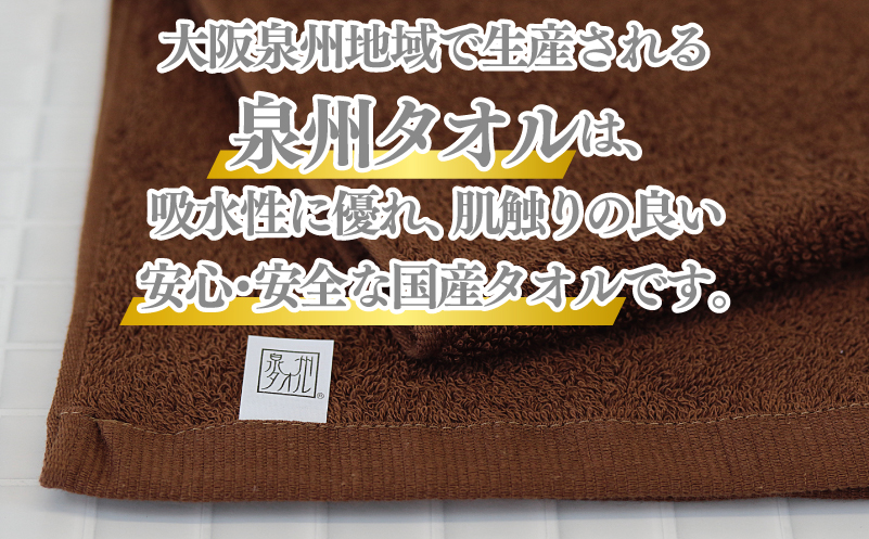 【ホテル基準】吸水性バツグン！ フェイスタオル 6枚 (ブラウン)  泉州タオル 010B1700