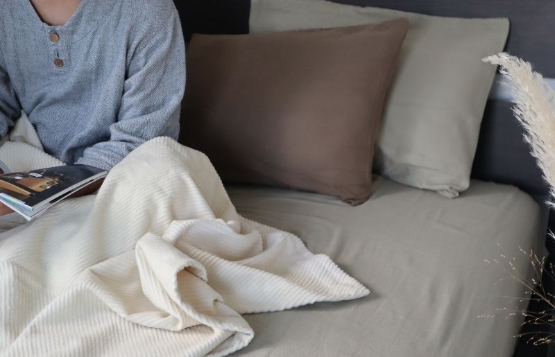 【tissu de coton/ダブルガーゼ】シングルフラットシーツ＆ピローケースセット（オリーブ） G1962