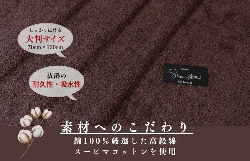 スーピマバスタオル 2枚（ブラウン）【国内製造 日本製 泉州タオル スーピマコットン 無地 吸水力 耐久性】 015B479