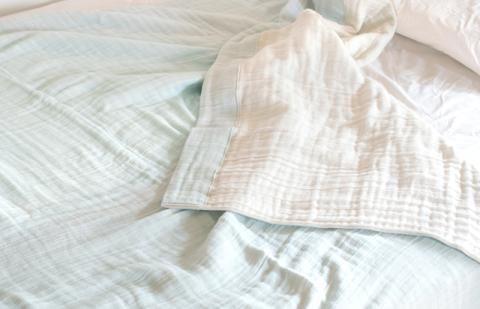 sasara 4重ガーゼケット（ミストブルー） G2101-1