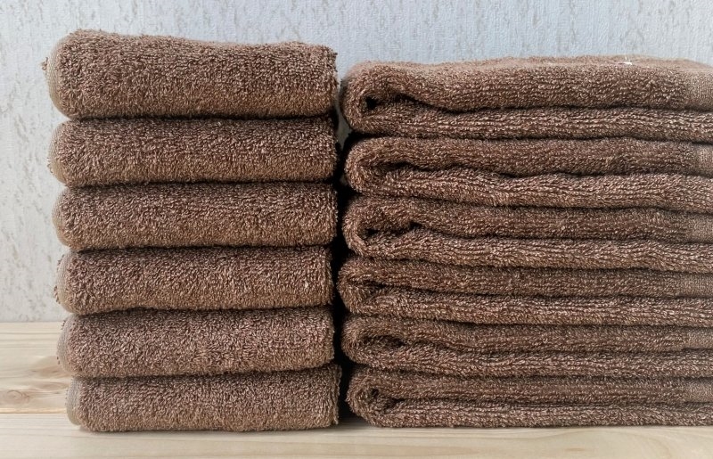 コットンＷ ハンドタオル 12枚（ブラウン）【泉州こだわりタオル】 020C141