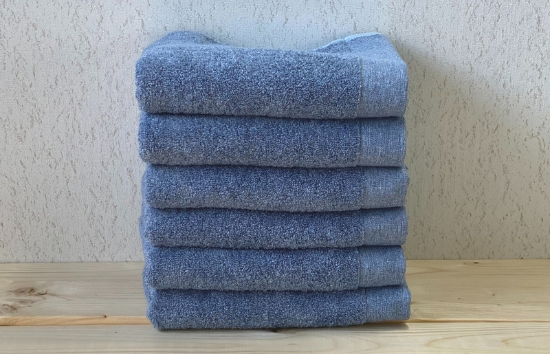 コットンＷ フェイスタオル 6枚（ブルー）【泉州こだわりタオル】 020C146