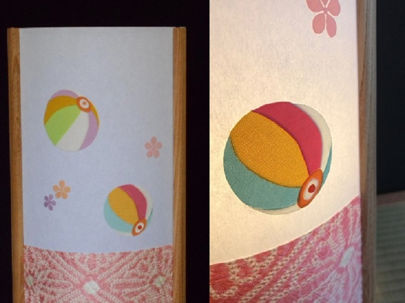 着物生地で作ったおしゃれな行灯 カラフルな紙風船【あんどん 工芸品 和風 置物 壁飾り インテリア】 030D061