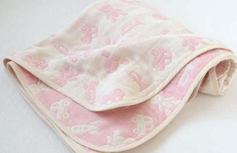 【babybear】多重ガーゼ ベビーハーフケット&タオル 7枚セット（ピンク） G1973